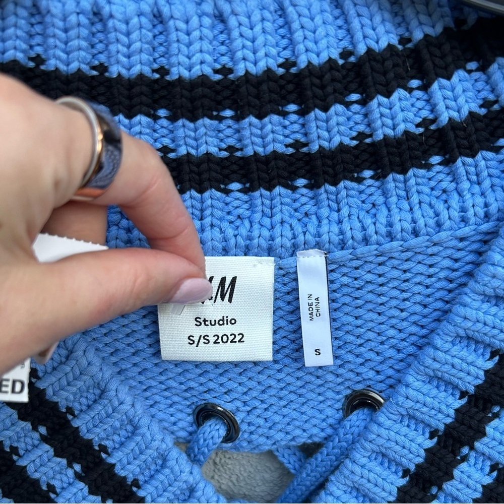 H&M Studio Collection Chunky Knit Sweater Black/Blue - Picture 10 of 14
